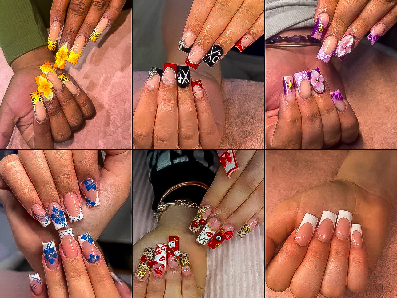 A selection of finished nail sets